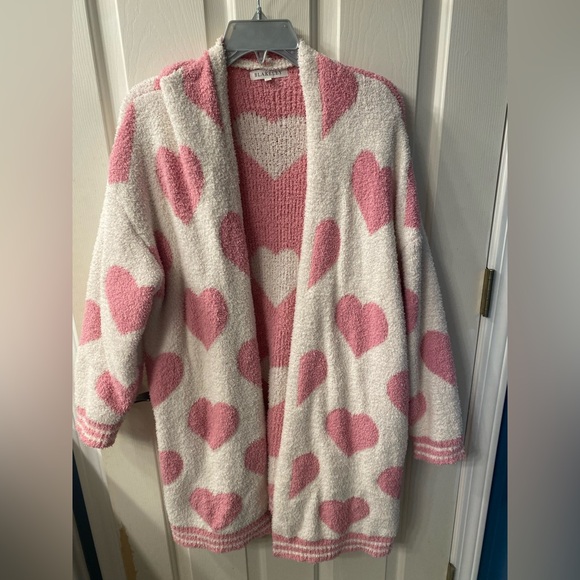 Pink and White Heart Cardigan - Picture 1 of 3